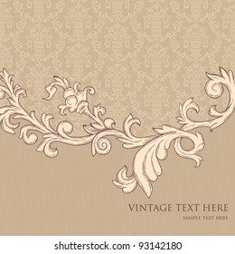Vintage background with damask pattern in retro style