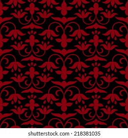 Vintage background with decorative flowers, beautiful, floral seamless pattern, damask style, simple vector wallpaper, ornamental wrapping paper, swatch fabric for decoration and design