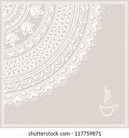 Vintage background with decorative frame, made of ornamental pattern. EPS-8. . Original author's design, hand-drawn.