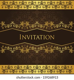 Vintage background with decorative gold borders      