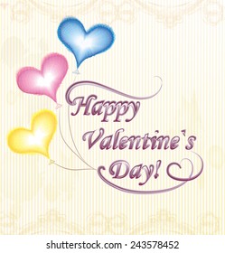 The  vintage background with decorative hearts