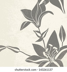 Vintage background with decorative lily flowers . Vector illustration. Seamless pattern with lilies flowers.