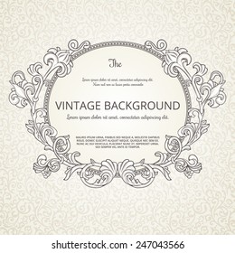 Vintage background with decorative round frame