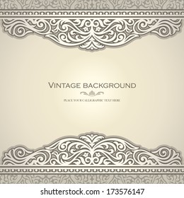 Vintage background design, elegant book cover, victorian style invitation card, beautiful greeting, floral ornamental frame, certificate template, label, royal luxury ornament, layout for decoration