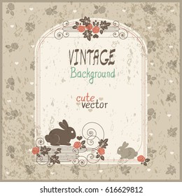 Vintage background for design. Funny animals and decoration.
Template frame for save the date and greeting card, wedding invitation, certificate, leaflet, poster. Vector border with place for text.