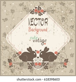 Vintage background for design. Funny animals and decoration.
Template frame for save the date and greeting card, wedding invitation, certificate, leaflet, poster. Vector border with place for text.