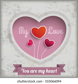 Vintage background design with hearts and ribbon colors. Eps 10 vector file.