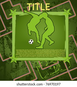 Vintage background design with soccer player silhouette. Vector illustration.
