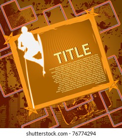 Vintage background design with wake boarder silhouette. Vector illustration.