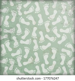 Vintage background design with white footprints. Eps 10 vector file.