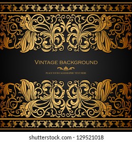 Vintage background, elegance antique, victorian gold pattern