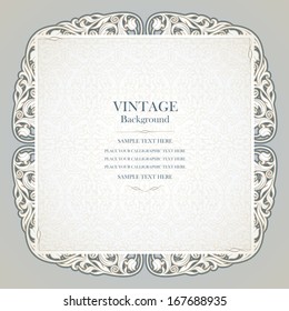 Vintage background, elegant wedding invitation card, victorian style greeting, beautiful flower shape, floral ornamental frame, ornate page cover, label, royal luxury ornament, pattern design
