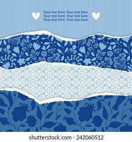Vintage background with elements of torn paper. Set