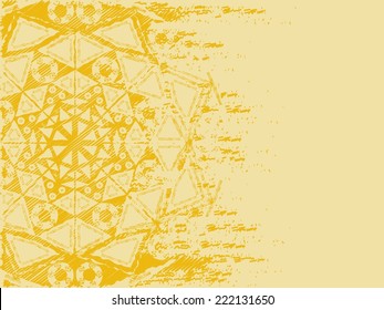 Vintage background. Ethnic round pattern. Grunge style