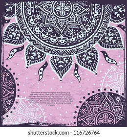 Vintage background with ethnic sun ornament