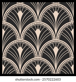 Vintage background with feathers. Vector illustration. Can be used for wallpaper, pattern fills, web page background, surface textures. Luxury floral seamless pattern in art deco style. Vector 