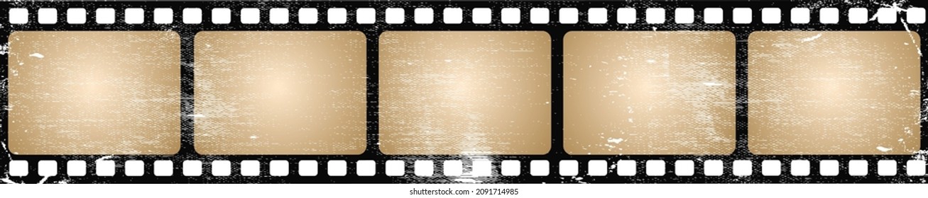 Vintage background with film strips flame. Vector design.