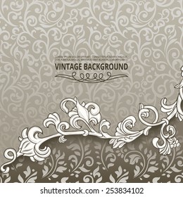 Vintage background with floral border element