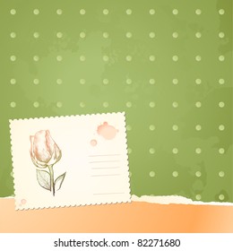 Vintage background with floral card, vector