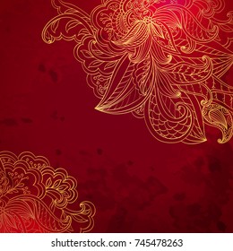 Vintage background with floral doodle pattern