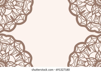 vintage background with floral mandala ornament. coffee color. Vector illustration. for greeting, invitation card.