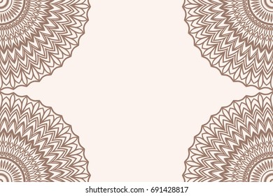 vintage background with floral mandala ornament. coffee color. Vector illustration. for greeting, invitation card.