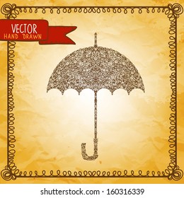 Vintage background with floral umbrella - vector
