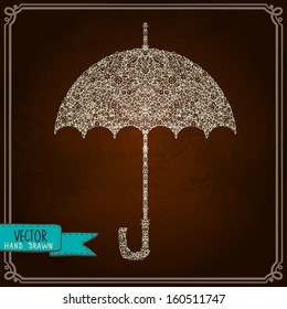Vintage background with floral umbrella - vector