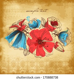 Vintage background, flower decoration vector illustration