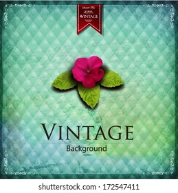 Vintage background with flower, green