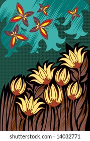 Vintage background with the flowers