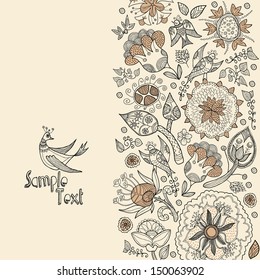 Vintage background with flowers and birds. for his text 