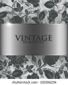 Vintage background with flowers and butterflies.