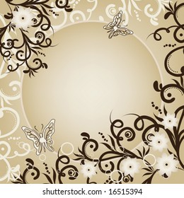 Vintage background with flowers and butterfly Vector