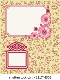 Vintage background with flowers and ornaments. Vector