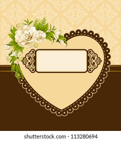 Vintage background with flowers and ornaments. Vector