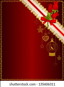 Vintage background with flowers and ornaments. Vector