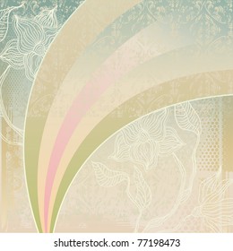 vintage background with flowers and rainbow