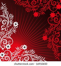 Vintage Background  Flowers Red Forms for your design