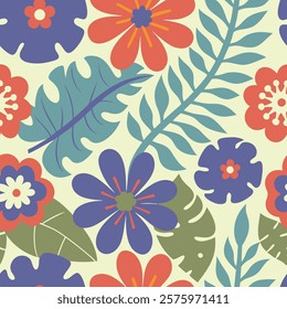 
Vintage background with flowers, vector botany elegant retro abstract floral design, multi-colored flowers and leaves, Vector illustration.