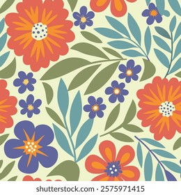 
Vintage background with flowers, vector botany elegant retro abstract floral design, multi-colored flowers and leaves, Vector illustration.