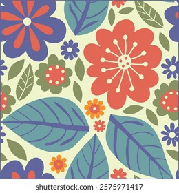 
Vintage background with flowers, vector botany elegant retro abstract floral design, multi-colored flowers and leaves, Vector illustration.