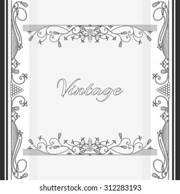vintage background frame design black vector retro