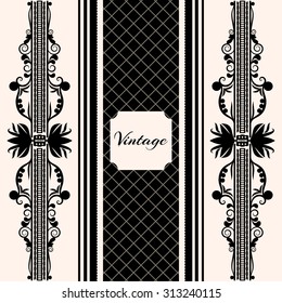 vintage background frame design black vector retro