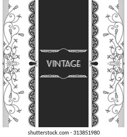 vintage background frame design black vector retro
