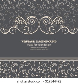 Vintage background with frame of lace.Template invitation congratulations.