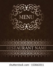 Vintage background with frame and ribbon. Can be used as a restaurant menu   