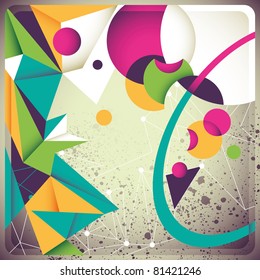 Vintage background with futuristic abstraction. Vector illustration.