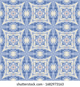 Vintage background  with geometric  elements. Retro seamless wallpaper pattern  in blue.