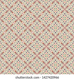 Vintage background with geometric and floral elements. Retro seamless wallpaper pattern 